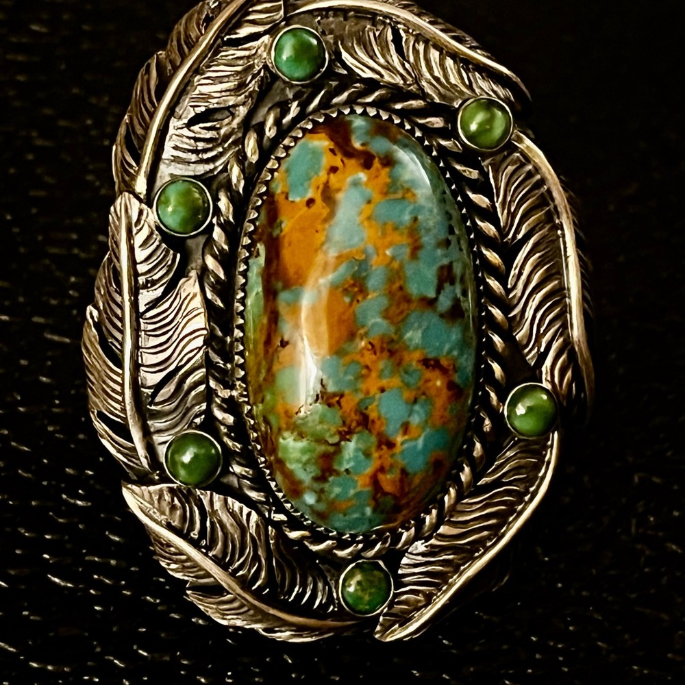 Large Native American Statement Ring With Sonora … - image 1